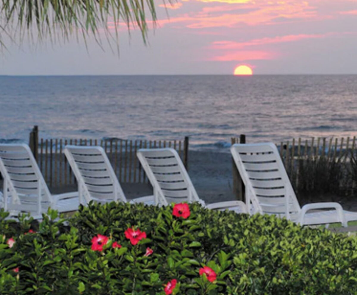 Beachfront view at the Sea Mist Oceanfront Resort in Myrtle Beach SC